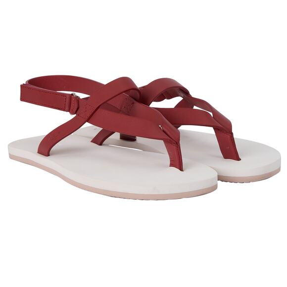 Hermes Tahiti Beach Sandals – Dark Red & White Leather, Size 37.5 - Picture 4 of 5